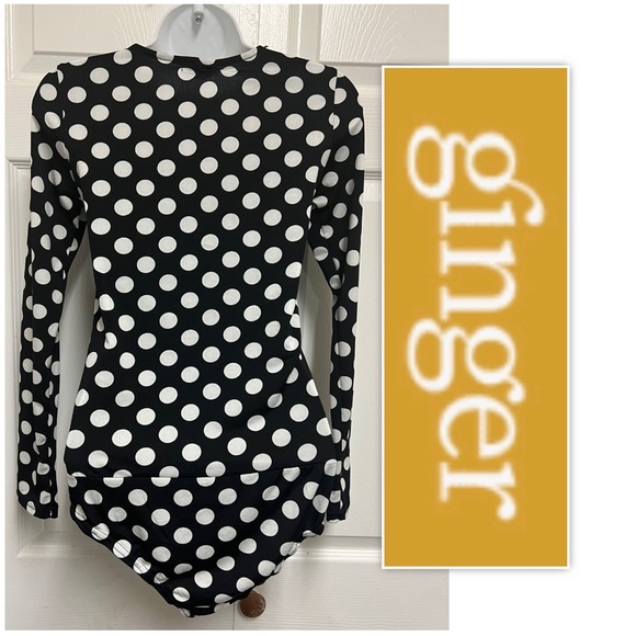 GINGER Black/White Polka Dot Bodysuit - Picture 2 of 8